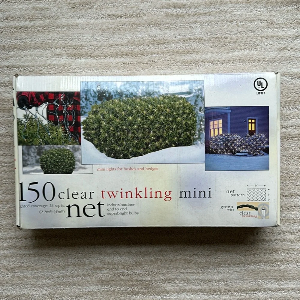 NIB Target Seasonal Specialities 150 Clear Twinkling Mini Net Lights 4’x6’